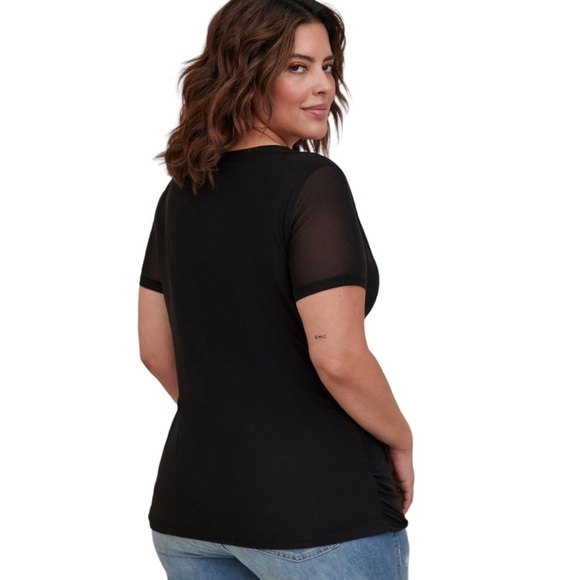 Torrid Stretch Mesh Flutter Sleeve Deep V-Neck Peplum Shirt Blouse Women Plus 3X - Picture 2 of 9